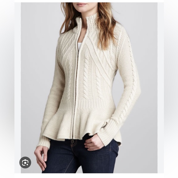 Autumn Cashmere Sweaters - Autumn cashmere beige / camel zip cardigan -M